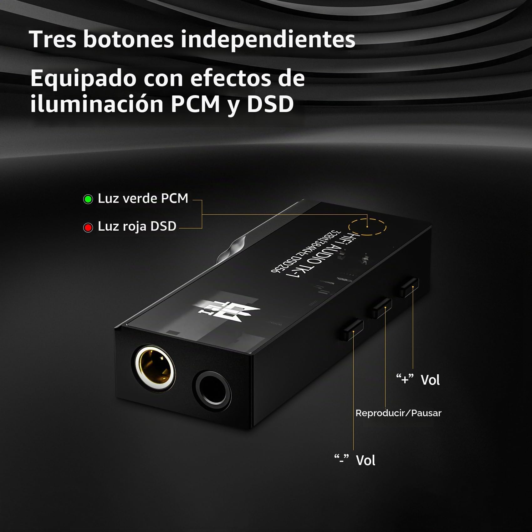 Yinyoo TRI TK1 Amplificador de Auriculares DAC Portátil con Chips Dual CS43131 de 32Bits/384kHz DSD256 Dongle DAC para Audio Hi-Fi con Cable Adaptador USB-C a USB-C para Conector de Auriculares de