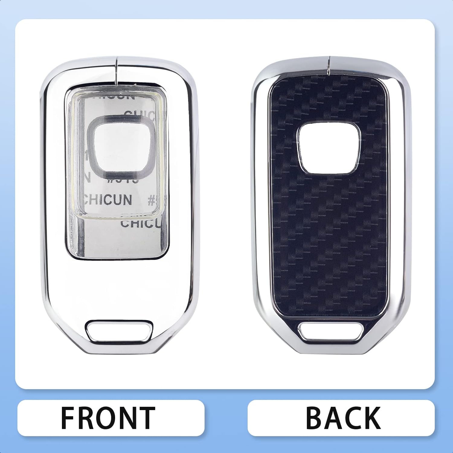 Silver zinc Alloy Smart Key Case Cover for Honda Accord, Accord Hybrid, Accord Hybrid EX-L, Accord Hybrid Touring, Civic, Civic (Type R,Touring) Clarity CR-V CR-Z CROSSTOUR FIT HR-V Insight