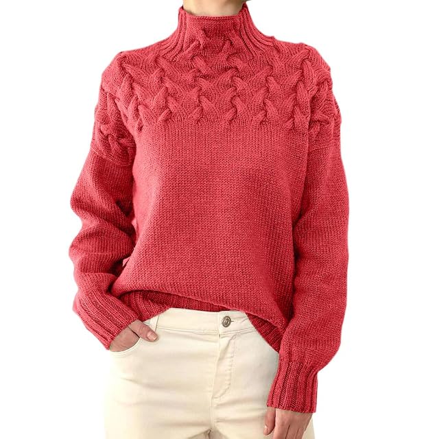 ZOCAVIA Womens Turtleneck Sweaters Fall Winter Casual Long Sleeve Knit Oversized Pullover Tops Fashion Solid Sweater Jumper