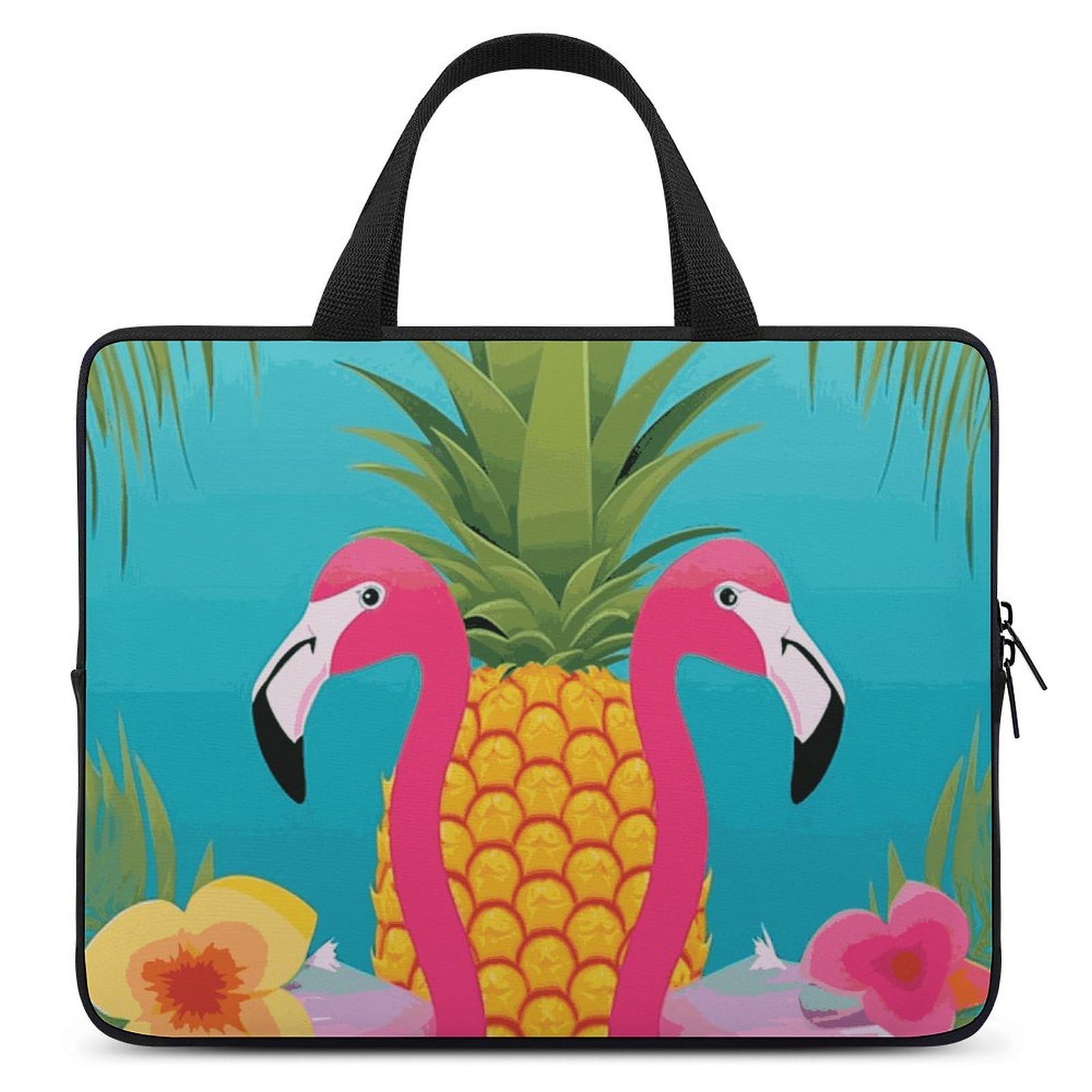 Custodia per computer portatile ultra sottile e impermeabile, con ananas e fenicottero da 10", borsa protettiva portatile per computer con cinghia da polso