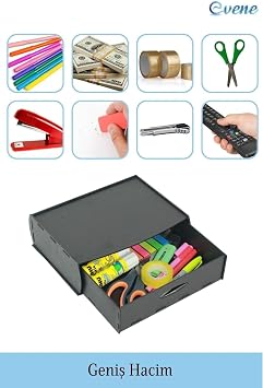 Evene Gizli Çekmece Organizer Masa Altı Saklama Kabı Siyah Renk Model 2 Egizlicekmece12