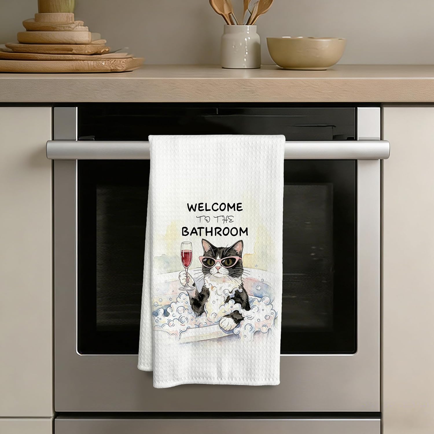 Funny Tuxedo Cat Bathroom Hand Towels 16x24 Inch image 3