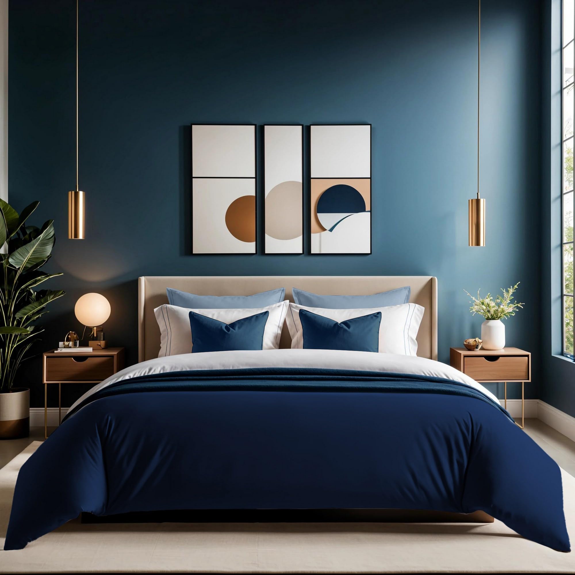 Parure de couette bleu foncé 135x200 pour créer un cocon de douceur dans la chambre