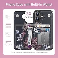 Vista 86 de LETO para iPhone 15 Pro Funda tipo cartera - Tapa tipo folio con patada - Diseños de moda - Tarjetero - Funda protectora para mujeres y niñas - 6.1