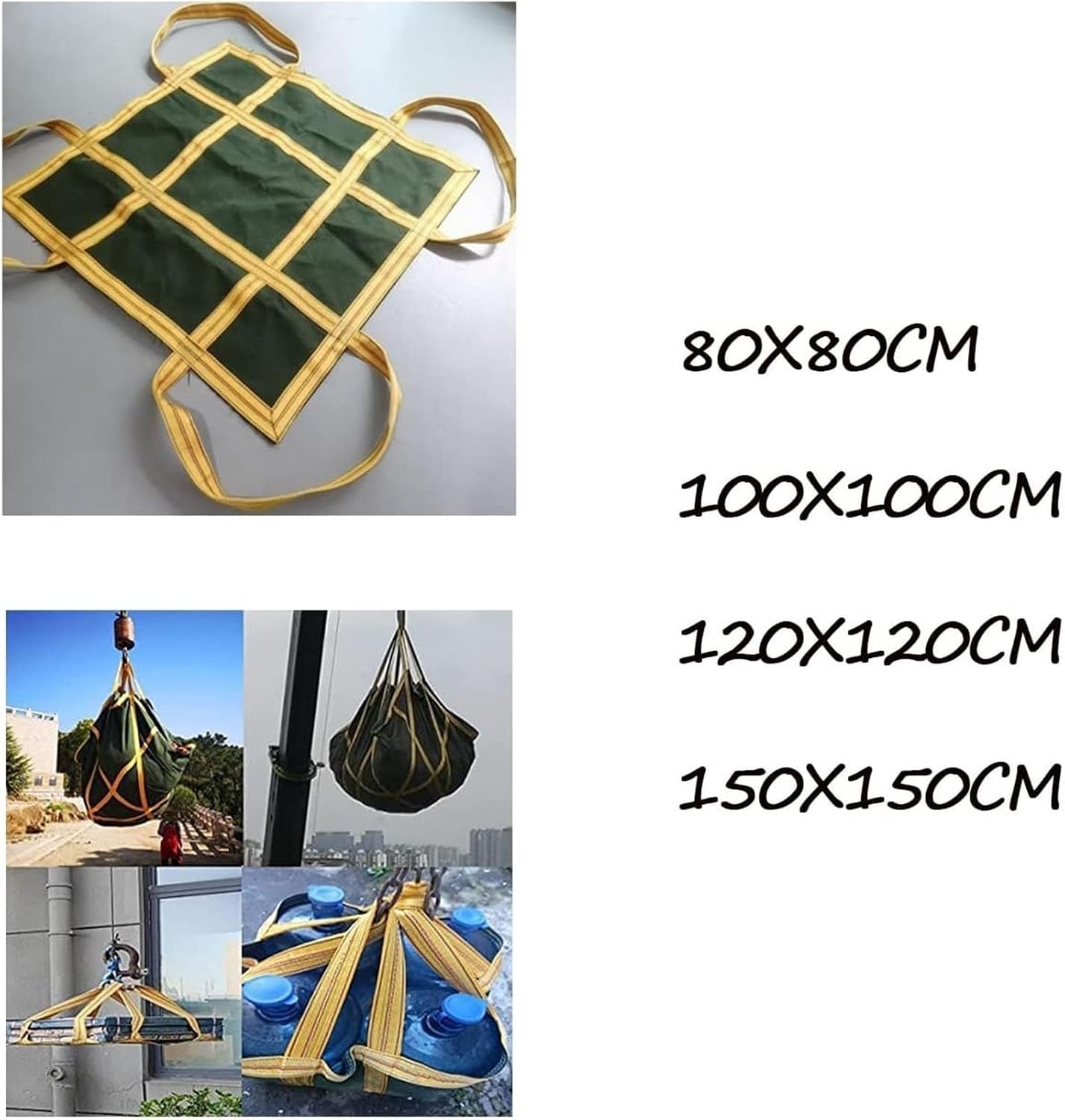 Hanging Lifting Net - Canvas Soft Tray Bag, Crane Pallet Cargo Net, Load 1.5-2Ton, Dock Safety Tear Resistant Strong Load-Bearing Bag, Loading and Unloading Heavy Objects(80X80CM)