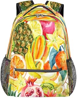 Mochilas femininas para laptop com frutas tropicais, abacaxi, limão, mochilas para negócios, mochila escolar para estudantes com alça de ombro ajustável, mochila casual para viagem e acampamento, para mulheres e homens, Multicor, Large