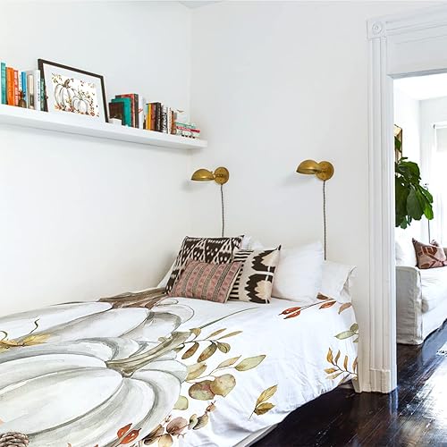 Miniatura 4 de Tapiz para colgar en la pared, tapices estéticos para dormitorio, decoración de Acción de Gracias, calabaza gris, hojas de arce, tapiz de pared