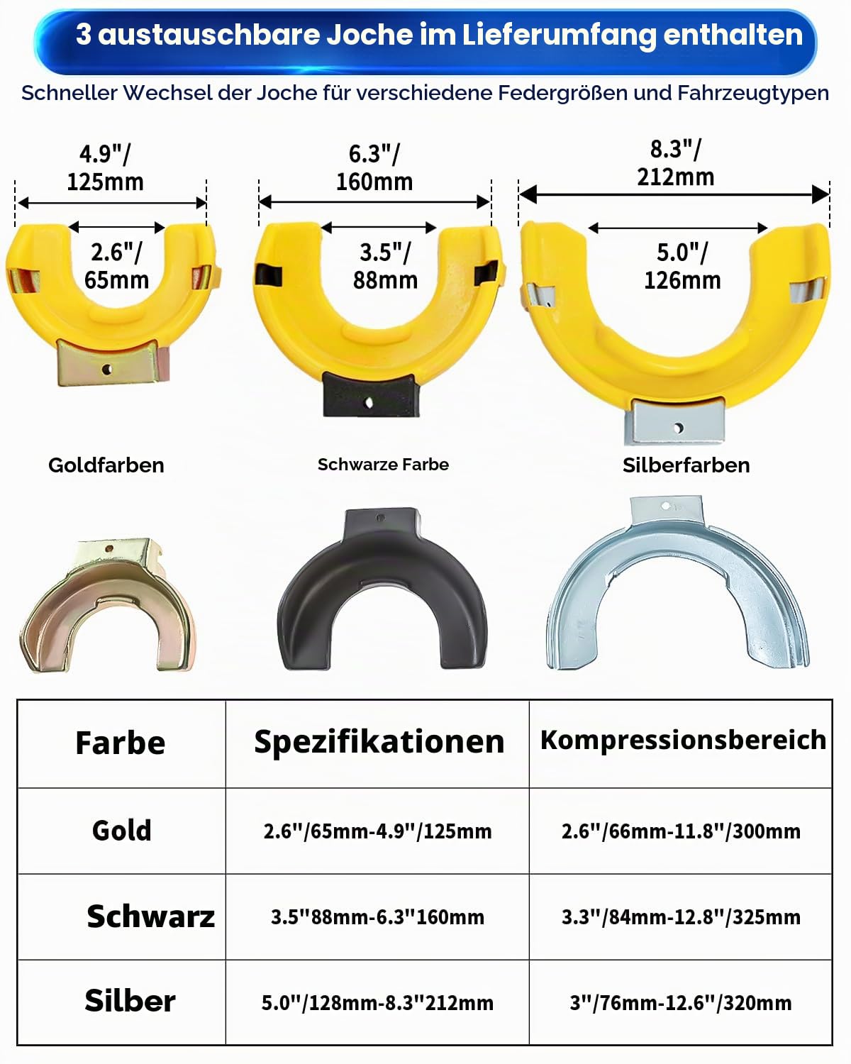 ATPEAM Universal Federspanner KFZ, 300mm McPherson Federspanner Set für McPherson Federbeinsysteme, mit Kunststoffschutz, 1050 kg Belastbarkeit