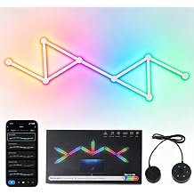 Smart WiFi Wall Light, DIY Geometry Splicing Gaming Lights Compatible with Alexa and Google Assistant, Music Sync &amp; Voice Control, LED Wall Lights for Home Decor &amp; Game Room, Bedroom (9 Lines, White)