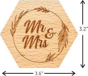 Strova Mr. and Mrs. Wedding Ring Box Unique Rustic Wooden Hexagon Designed for Proposal, Ceremony, Bearer, Display or Jewelry Organizer Storage Decorative, Vintage Wood Ring Box for Couples