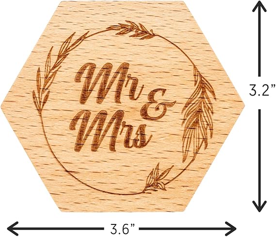 Strova Mr. and Mrs. Wedding Ring Box Unique Rustic Wooden Hexagon Designed for Proposal, Ceremony, Bearer, Display or Jewelry Organizer Storage Decorative, Vintage Wood Ring Box for Couples