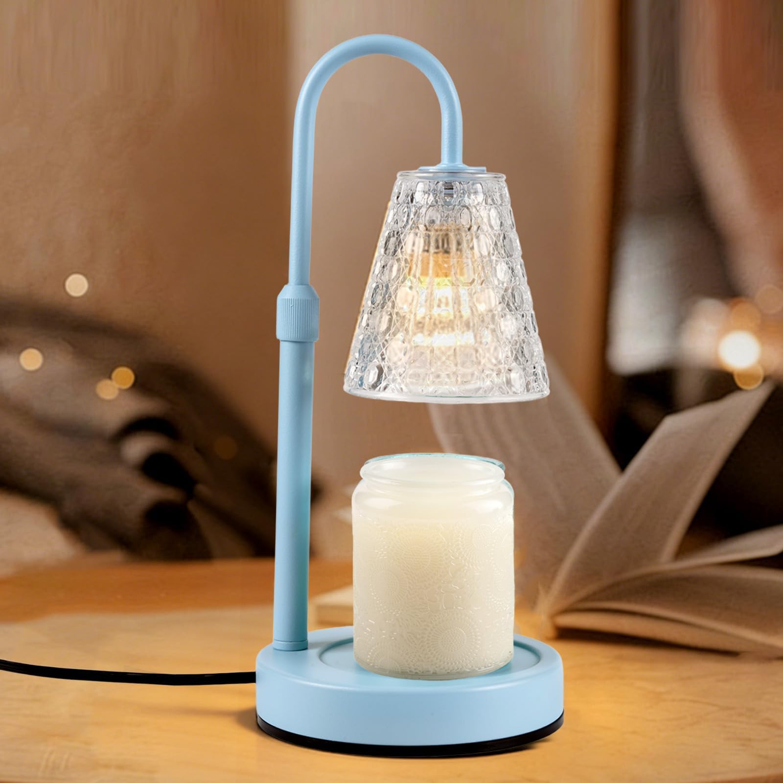 ACED Candle Warmer Lamp with Timer Dimmable, Birthday Gifts for Women Mom, House Warming Gifts New Home Decor, Wax Melt Warmer with 2 Bulbs, Light Blue