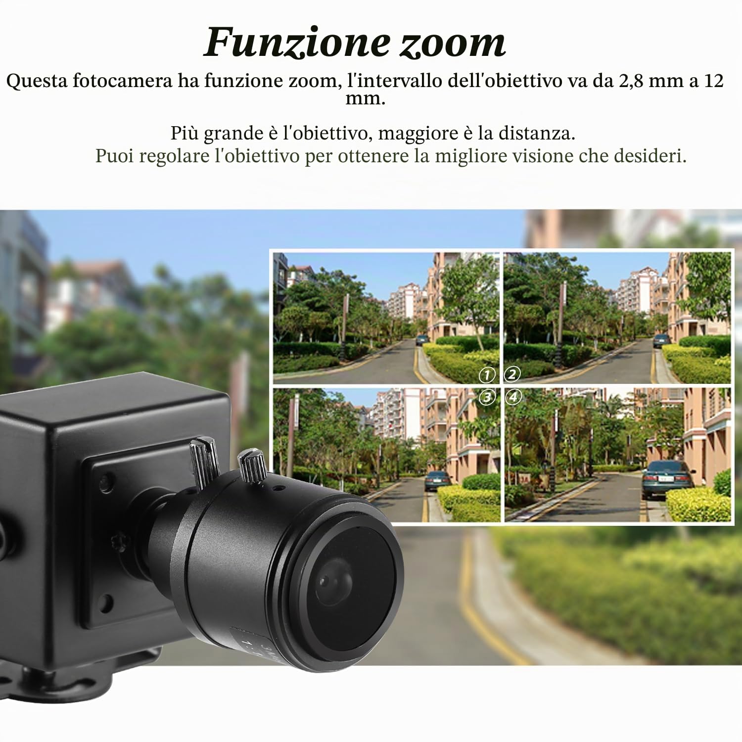 5MP Mini PoE IP Camera, Ultra HD 2880x1620P Zoom 2.8-12mm, Telecamera di rete Compatta per la Sicurezza Interna Della Casa, Vista Remota P2P Controllo Web RTSP (I712-P-TS-X)