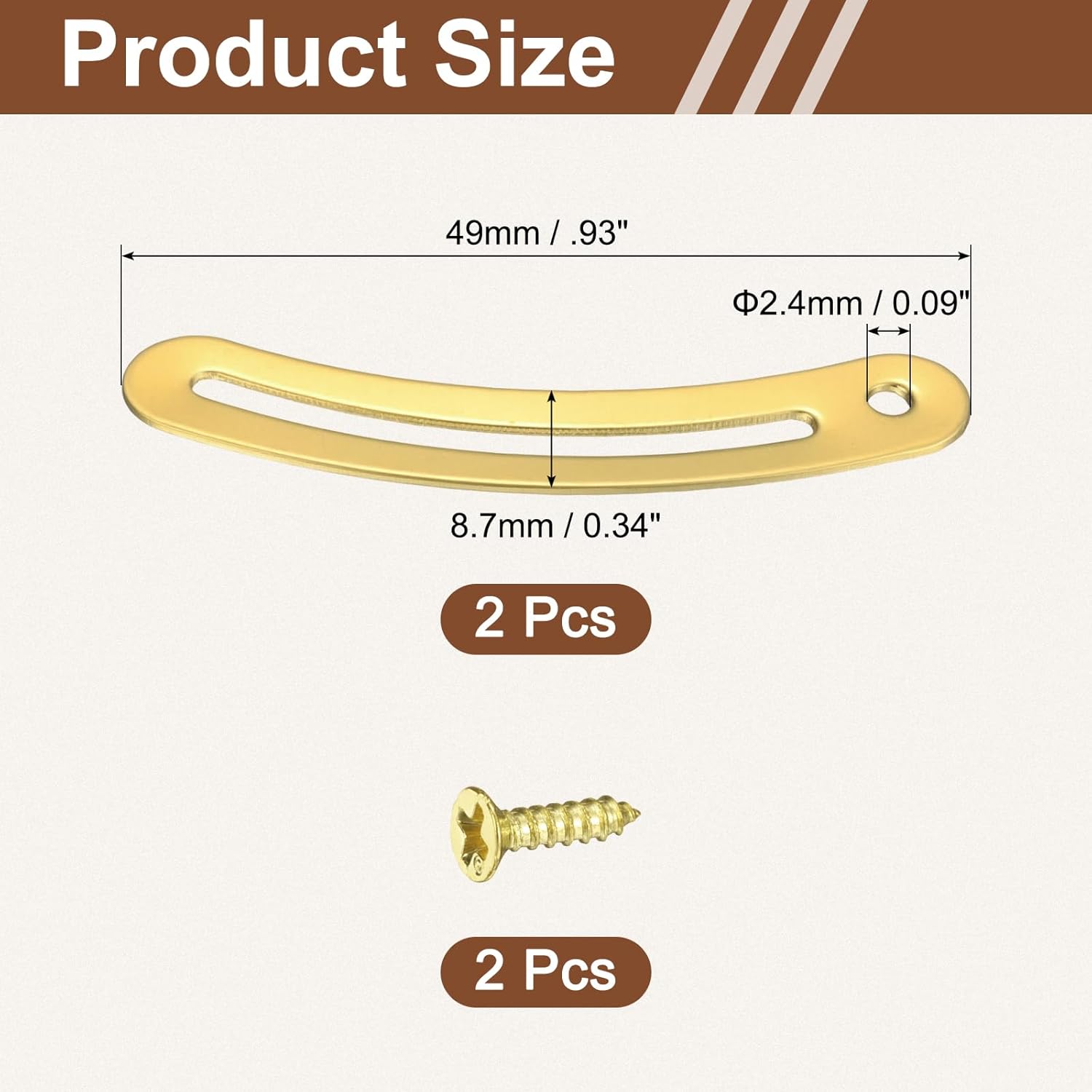 uxcell 2Pcs Lid Support Hinges, 1.9" Brass Lid Stay Hinges with Screws for Cabinet Wardrobe Wooden Jewelry Box Cupboard Storage Shelve, Gold Tone