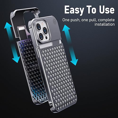 Miniatura 5 de VALRION Compatible con iPhone 15 Plus, aleación de aluminio, disipación de calor, funda de aromaterapia transpirable sin bordes para hombres y
