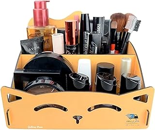 Gallery Doaa - Wooden Cosmetic Organizer Box (Brown Wood)