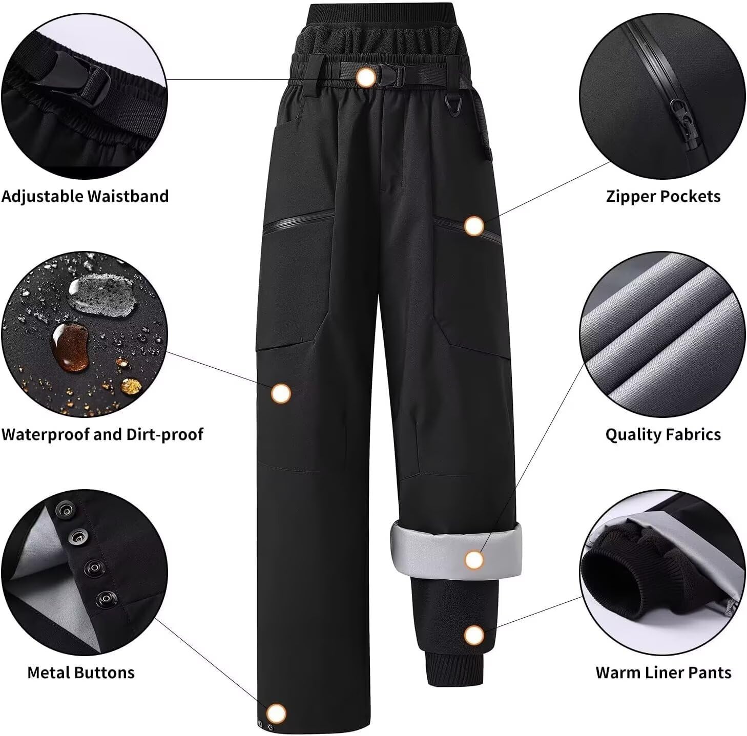 FLYGAGA Damen Wanderhose Wasserdicht Softshellhose Fleecehose Gefüttert Warm Winddicht Winterhose Skihose Camping Outdoor Regenhose Trekkinghose Fahrrad Elastischer Bund Thermohose Winter