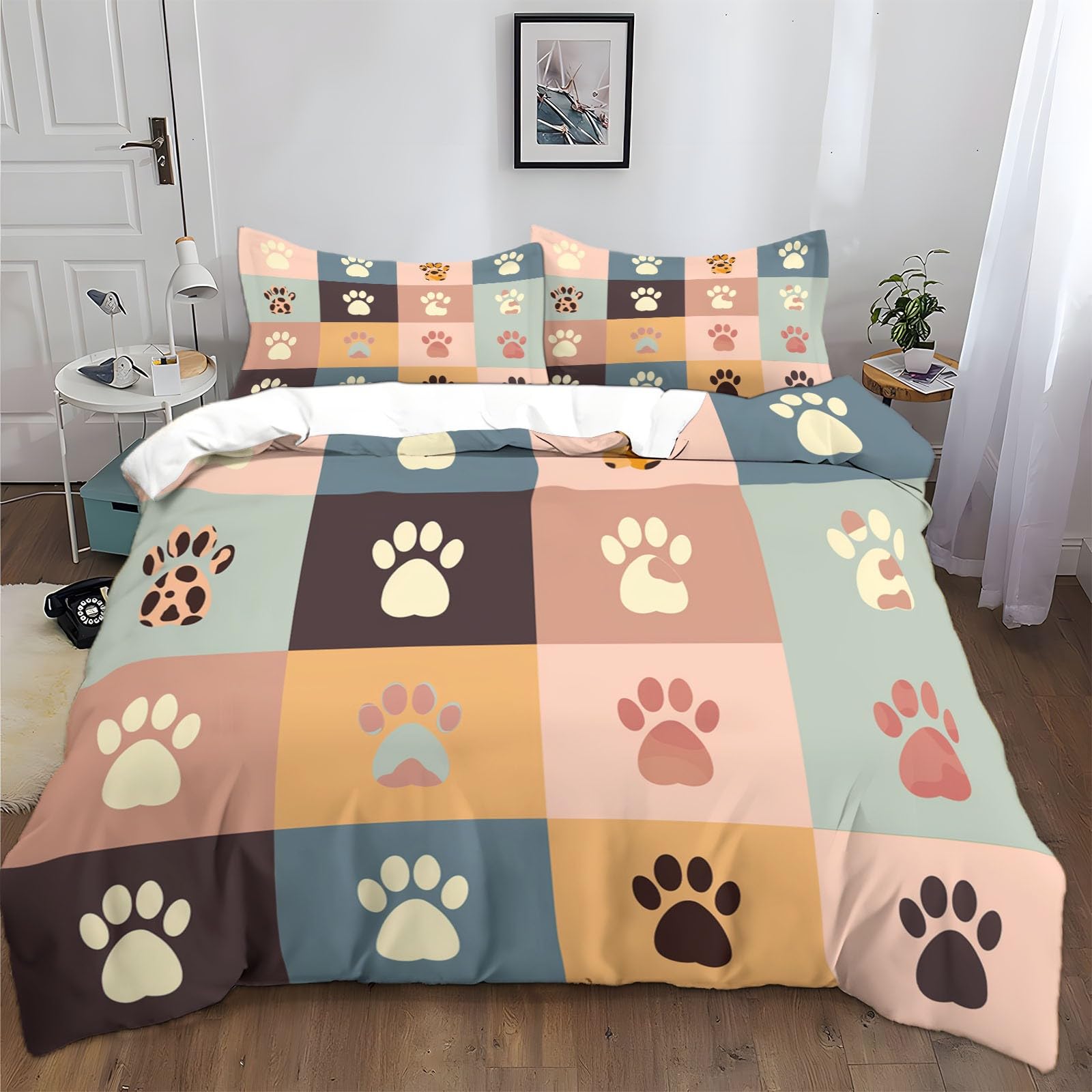 Housse de couette 220x240 cm facile à laver avec fermeture éclair pour lit enfant et ado