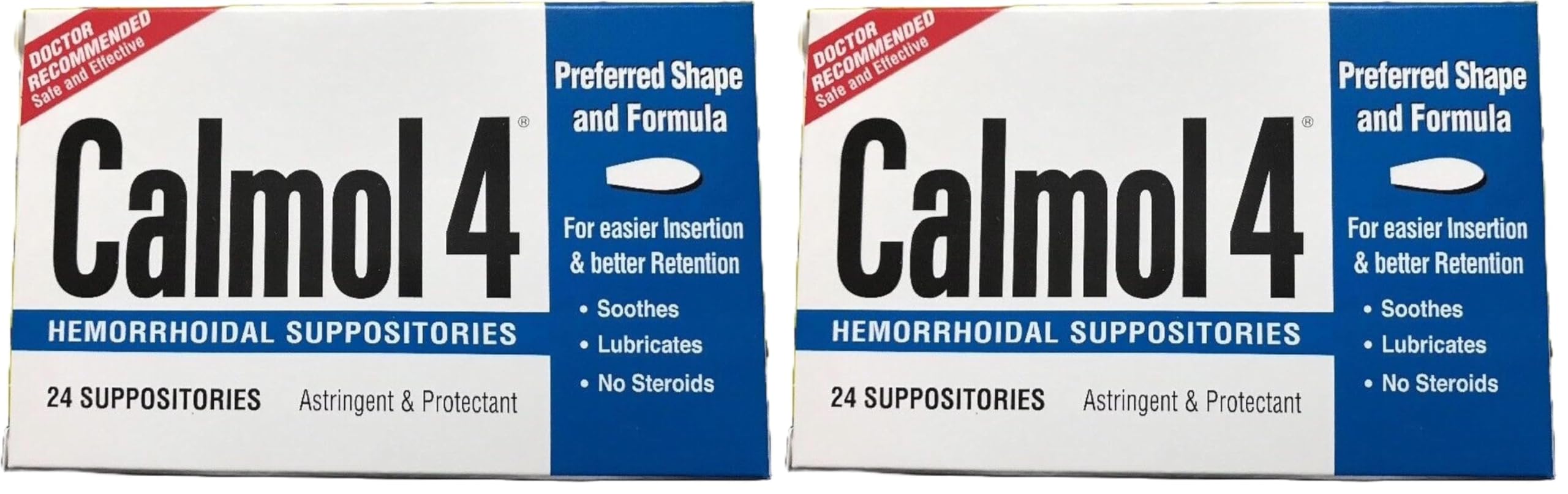 Calmol 4 Hemorrhoidal Suppositories with Soothing Natural Ingredients, 24 Count (Pack of 2)