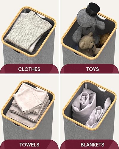 Miniatura 7 de Cesta para la ropa sucia con tapa, cesta grande para la lavandería, cesta de ropa sucia, plegable y ahorra espacio (gris)