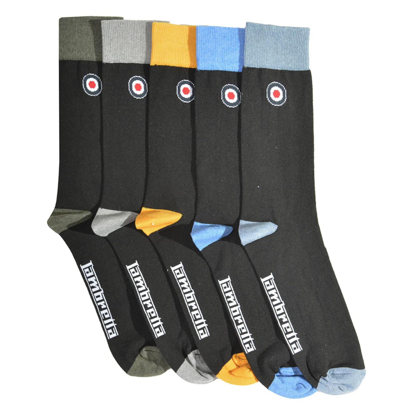 Lambretta Men's Black Multi 5 Pair Pack (Uk, Alpha, One Size, Regular, Regular, )