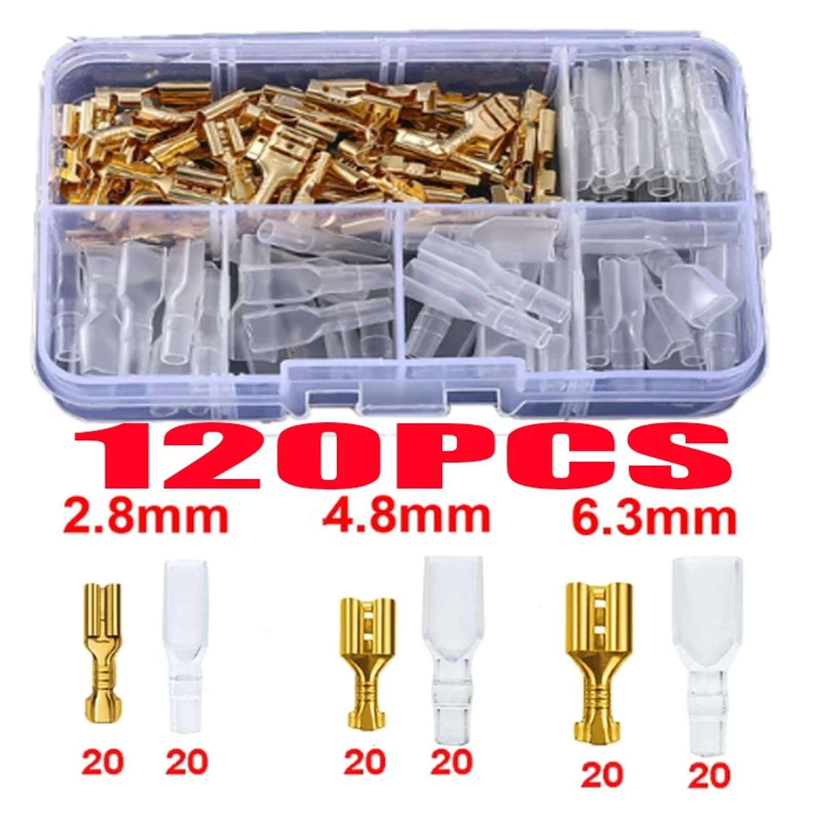 360pcs Insulated Male Female Wire Connector Brass Crimp Terminal Assorted Kit Wire Connector Electrical Terminal Set for Cable(120PCS)