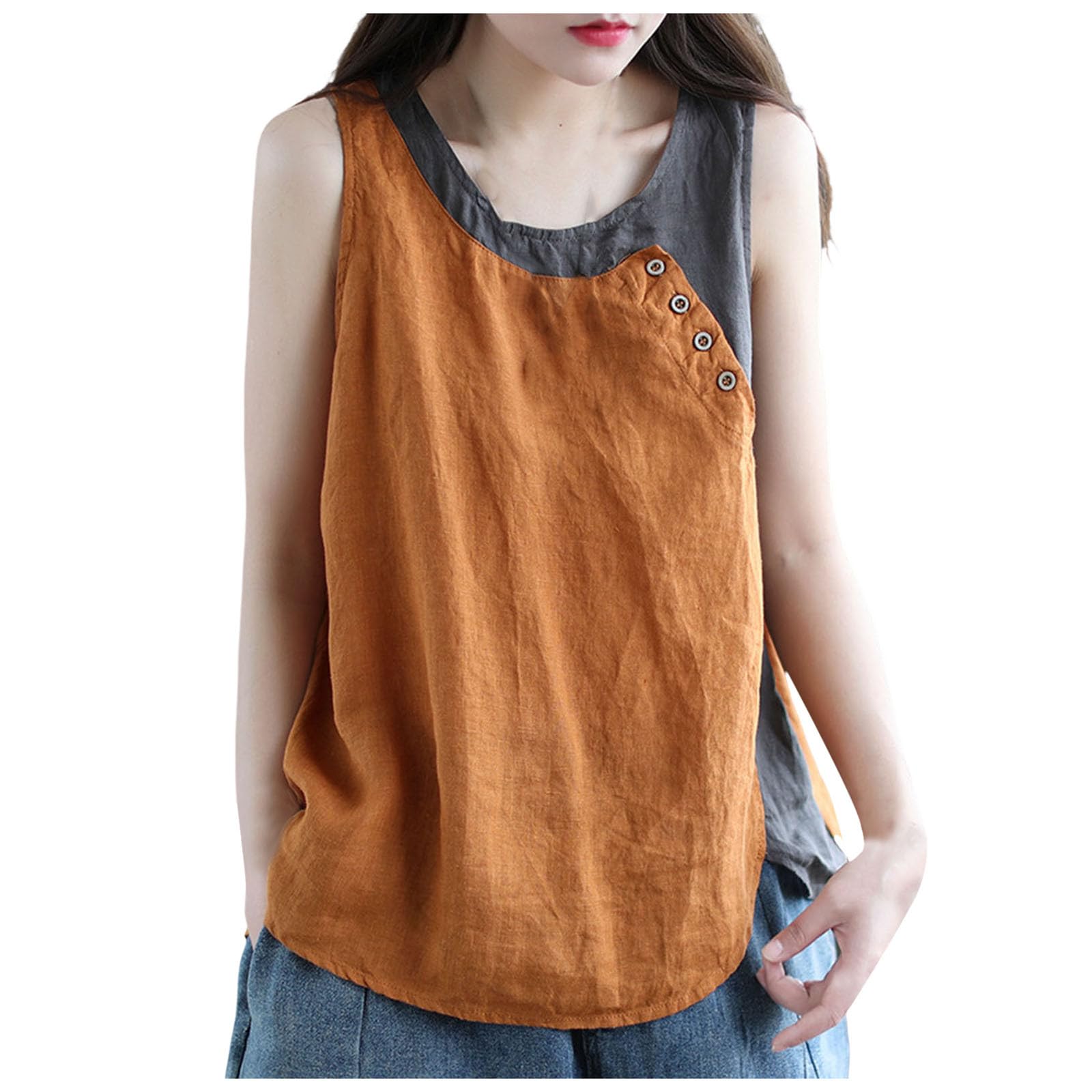 [TXWZM] ヨガウェア タンクトップ レディース ノースリーブ スリム カットソー スポーツインナー カジュアル キャミソール 可愛い 袖なし トップス 見せる セクシー 肌着 上着 森ガール ルームウェア 部屋着 普段着 日常 ダンス衣装 春夏秋冬 外出