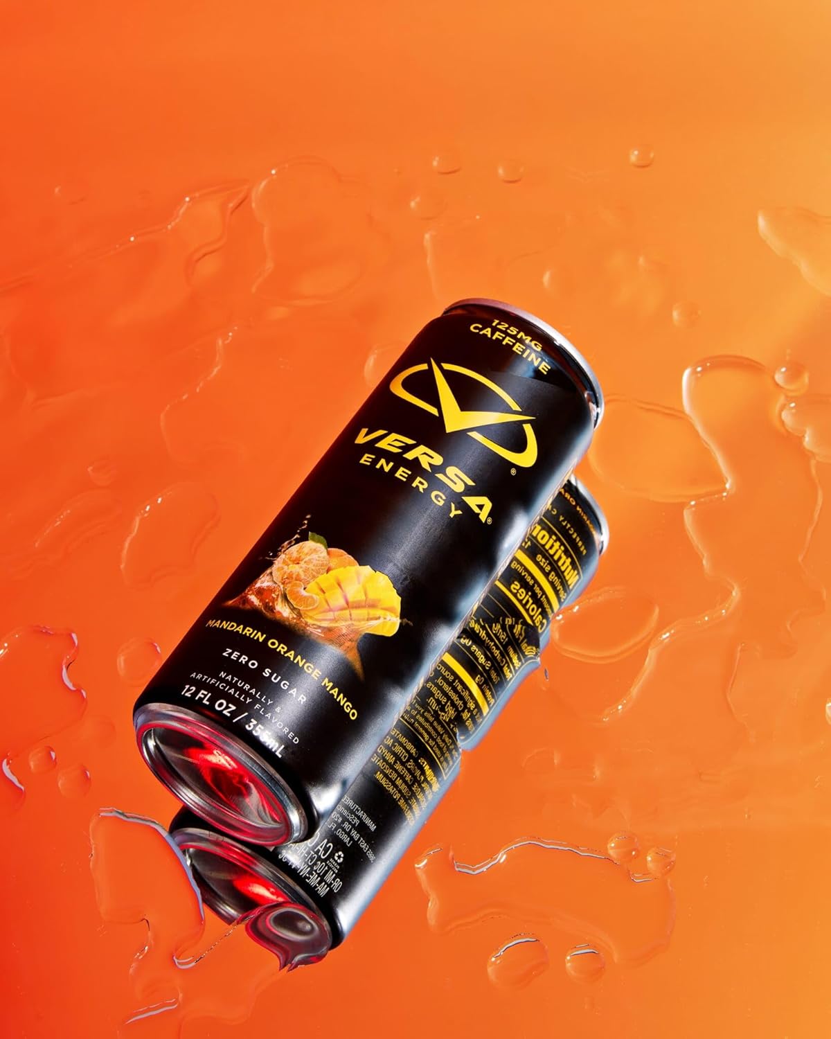 VERSA Energy by PEScience, Sugar Free Energy Drink, 125mg Caffeine, Perfectly Carbonated, Mandarin Orange Mango, Case of 12