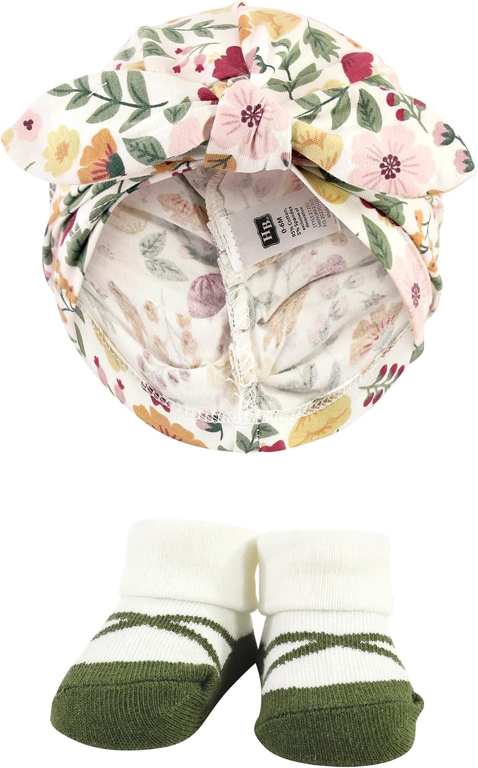 Hudson Baby Infant Girls Turban and Socks Set, One Size