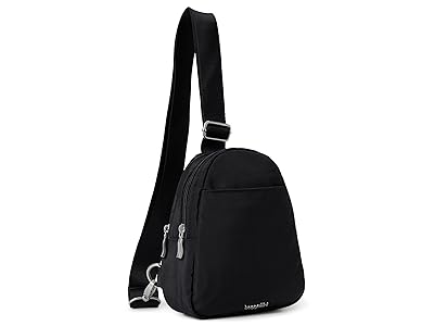 Baggallini Double Zip Mini Sling Handbags Black, Nylon/Polyester