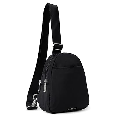 Baggallini Double Zip Mini Sling Handbags Black, Nylon/Polyester