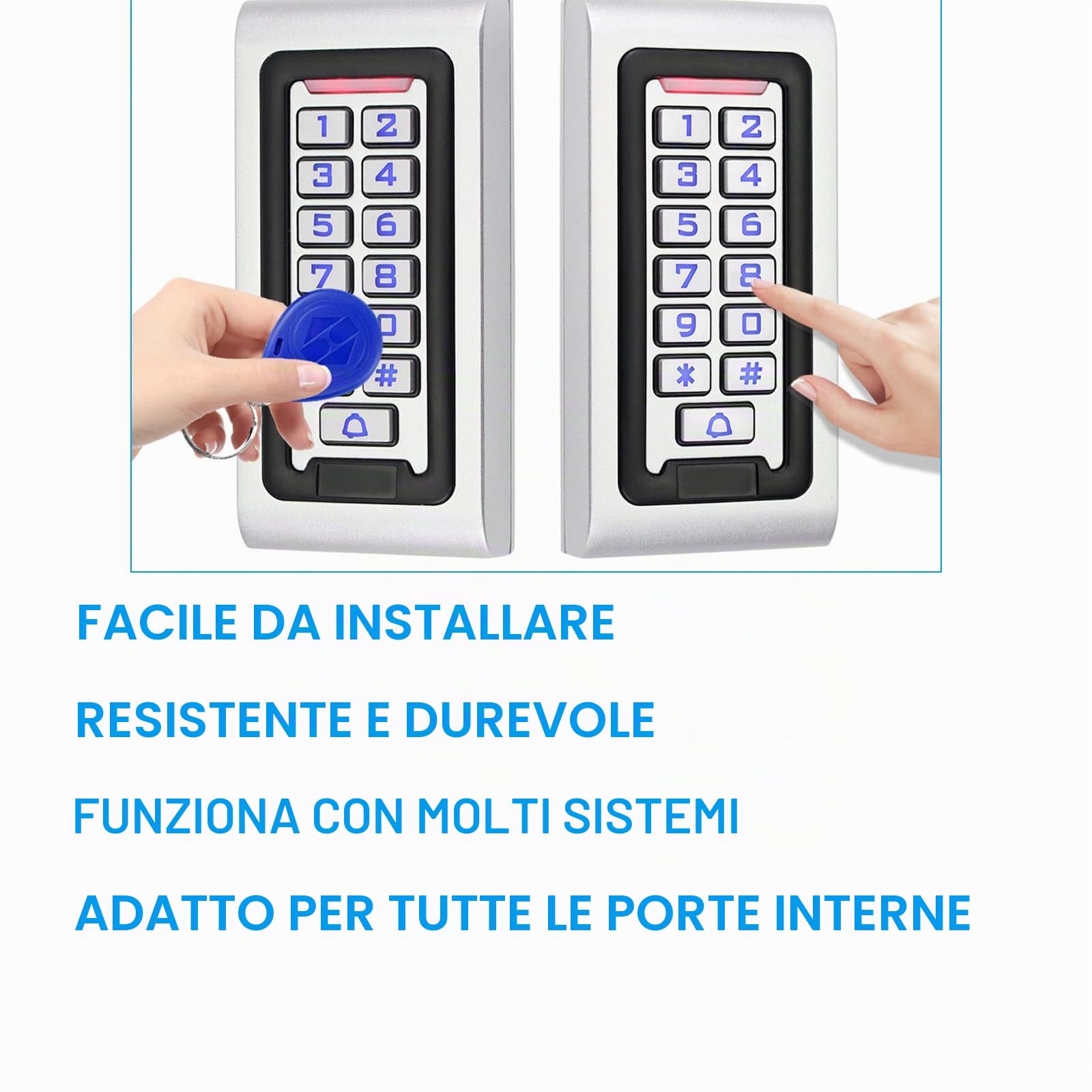 Tastiera di controllo accessi TP68 impermeabile 125KHz RFID tastiera in metallo, 2000 utenti, retroilluminazione, sistema di controllo accessi adatto per appartamenti, ville, magazzini aziendali