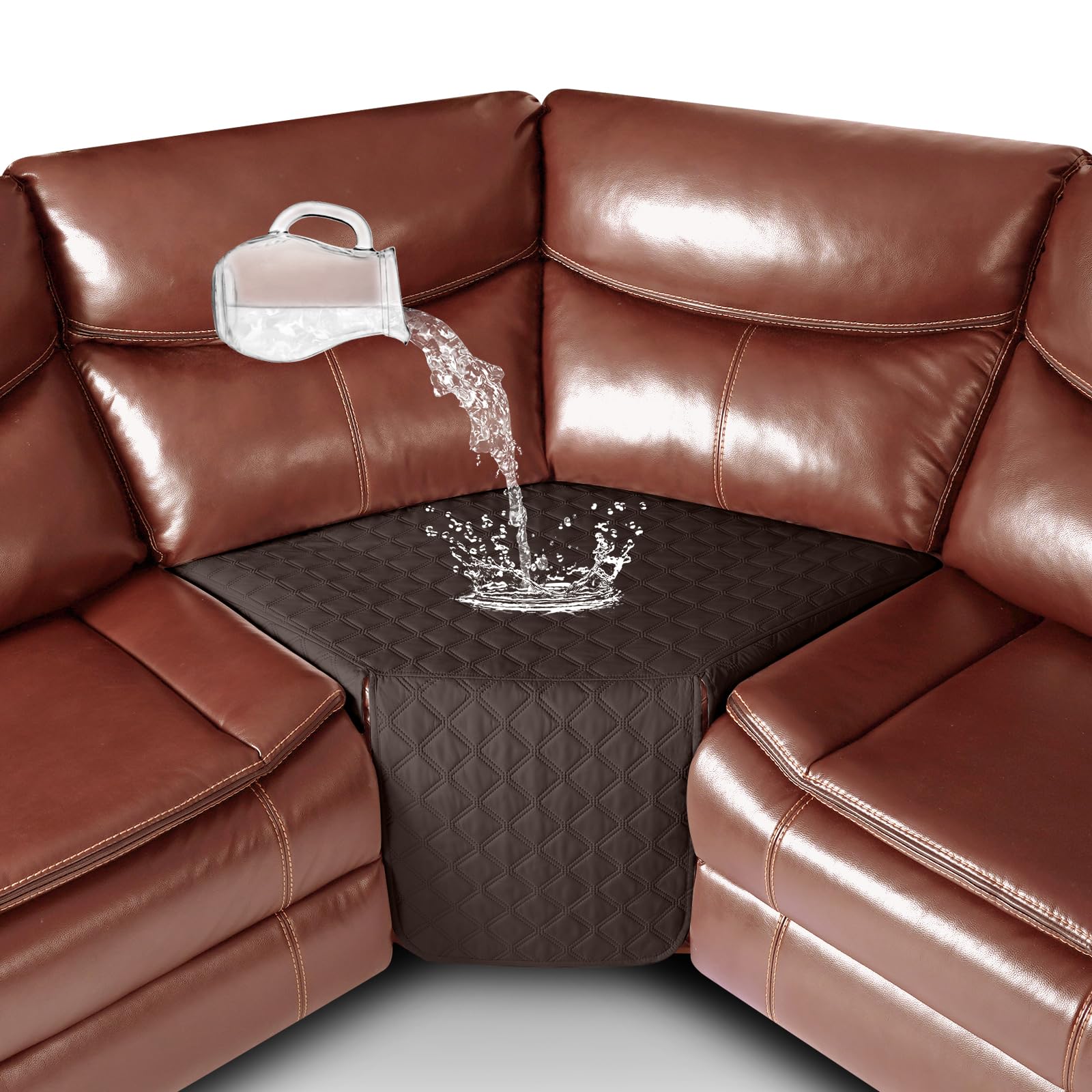 Ruaozz 100% Waterproof Corner Sofa Seat Cover for Sectional Recliner Sofa 1 Piece Recliner Corner Seat Cover Non Slip Reclining Couch Covers Washable,