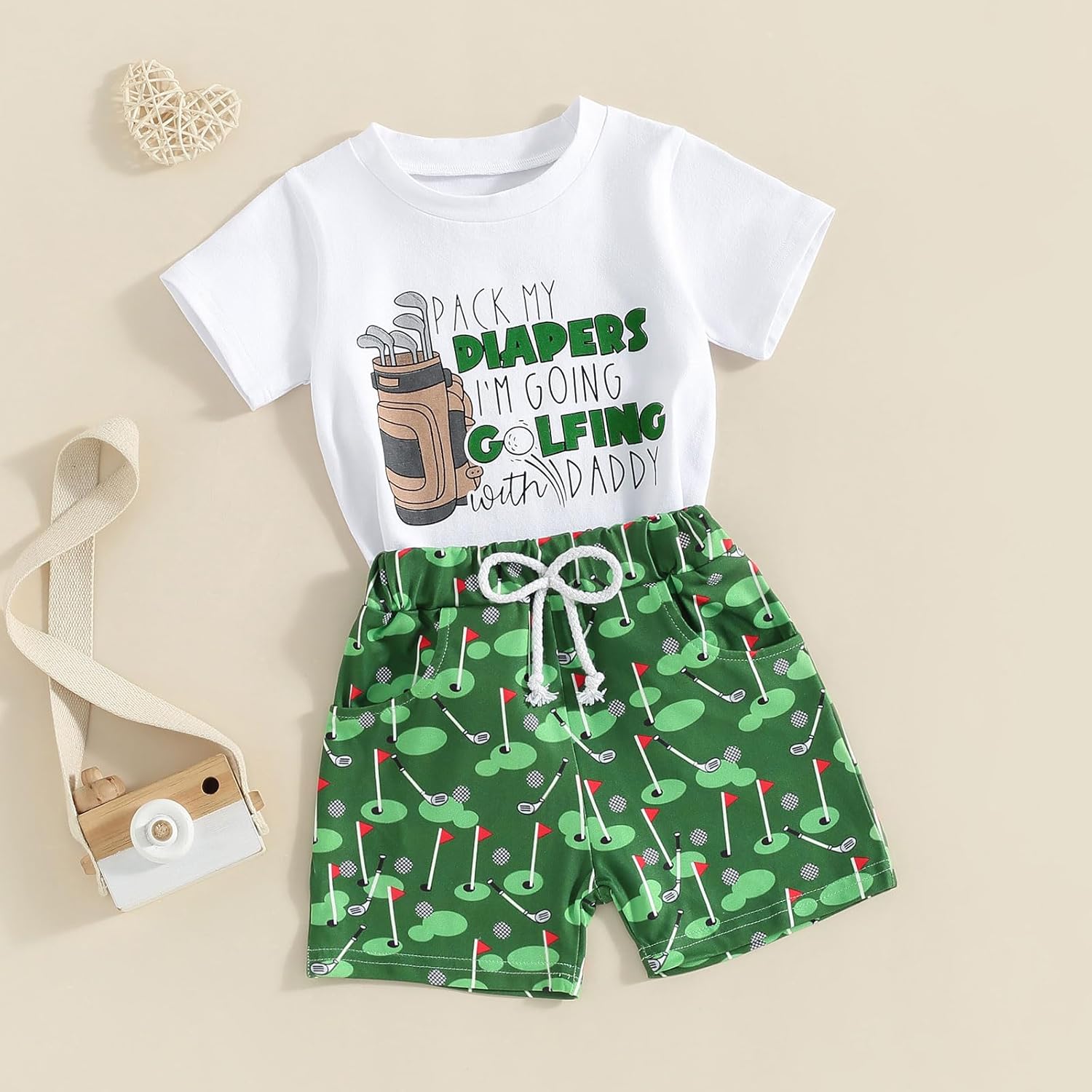 Toddler Baby Boy Masters Golf Outfit Short Sleeve Funny Letter Print T Shirts + Shorts Set Infant Summer Clothes - Image 2