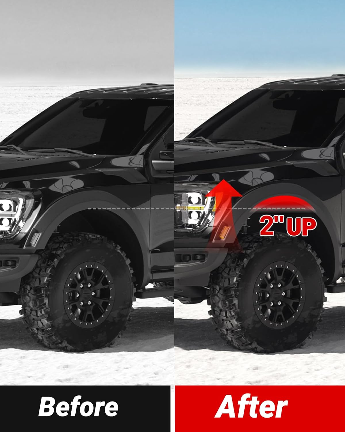 EVIL ENERGY 2" Front Leveling Lift Kit Compatible with 1981-1996 F150 4WD, 1981-1996 Bronco 4WD, 1983-1996 Ranger 4WD, 2 inch Strut Spring Spacers with 5/8" Stud Extenders Black