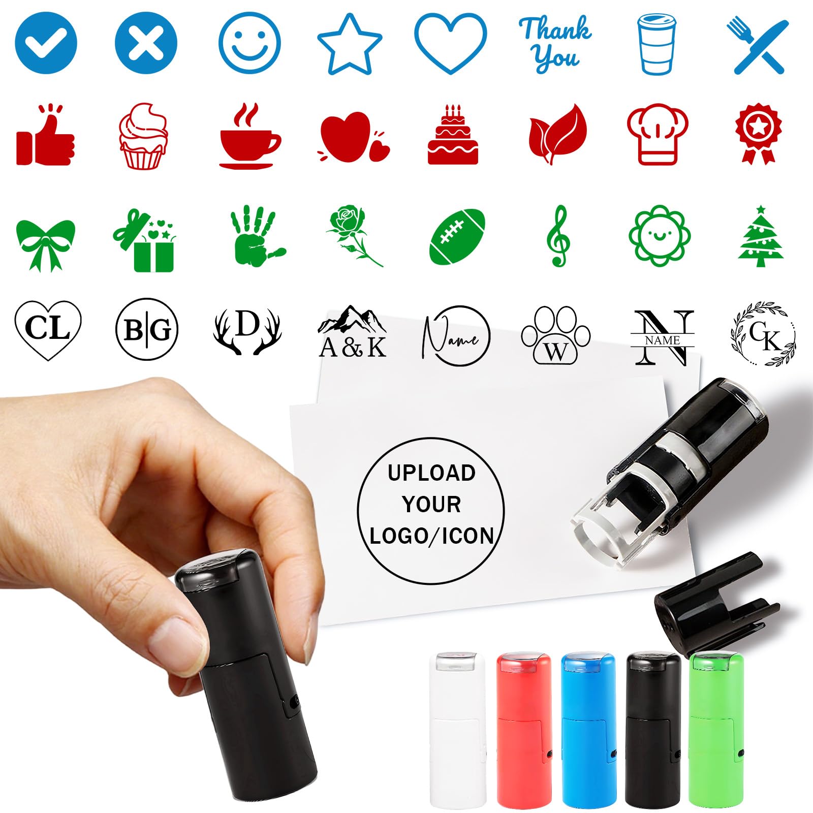 Custom Loyalty Card Stamp Self Inking Personalised 12mm/0.47inch Small Mini Logo Coffee Stamps Customised for Reward
