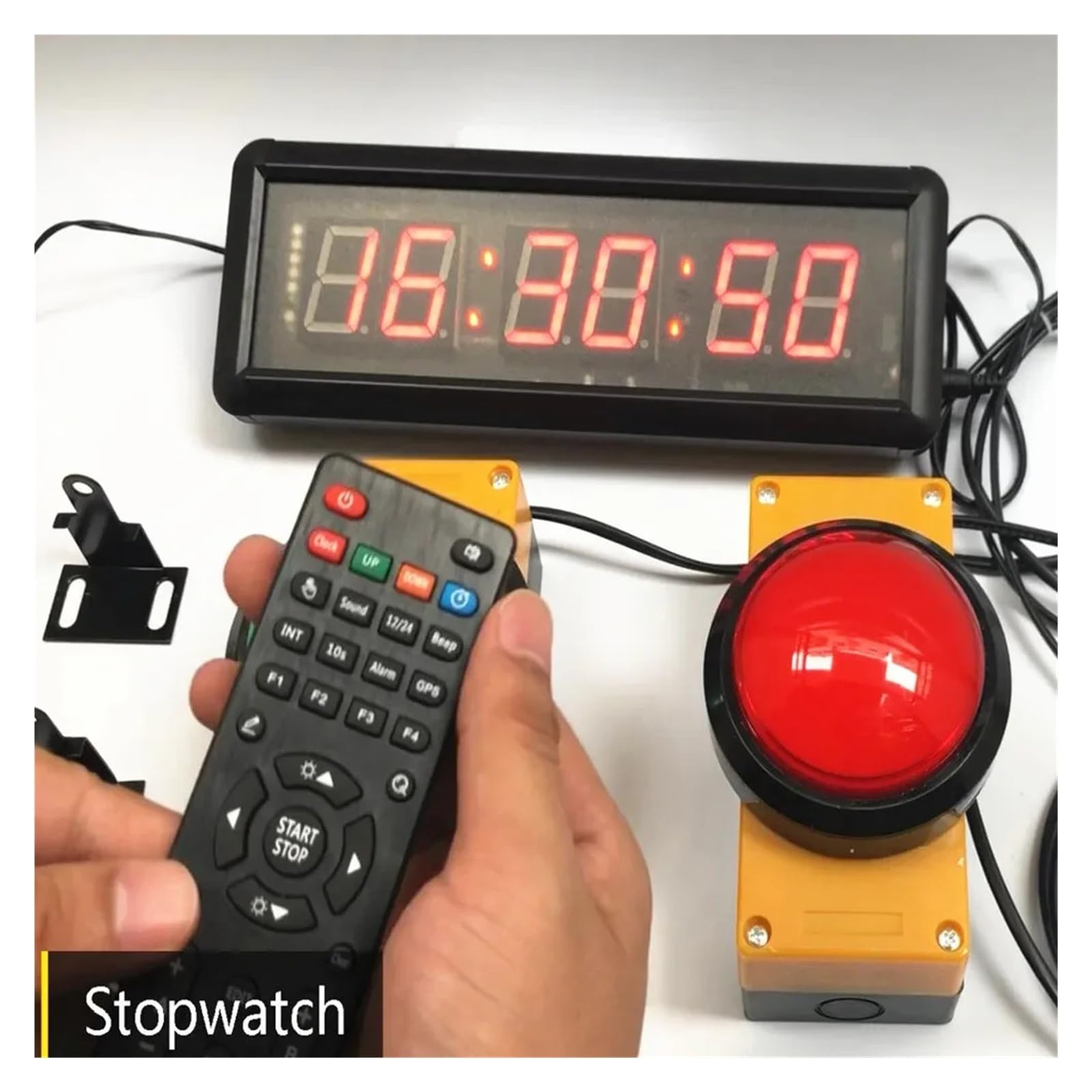 1,5 Zoll Gym Timer LED Countdown-Uhr Stoppuhr auf Null zurückgesetzt Countdown Fernbedienung Schule Rush Wettbewerb Helles Display(2pcs 10cm buttons)