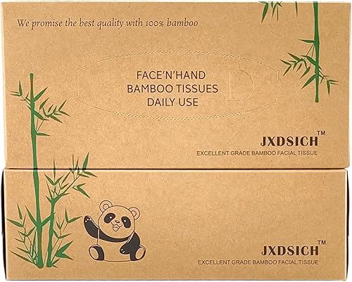 Miniatura 7 de Tejidos faciales de bambú, tejido facial de bambú natural suave, bambú 100% virgen, cartón a granel de 8 cajas (100 pañuelos por cajas, 800 pañuelos
