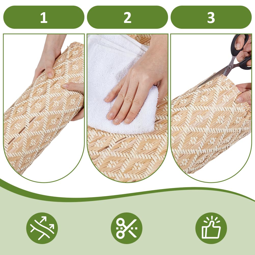 BENECREAT 2 m x 425 mm de tela de ratán natural, tejido de ratán tejido de tela de ratán abierto, material de caña de malla abierta para muebles, sillas, armarios, techos, camas