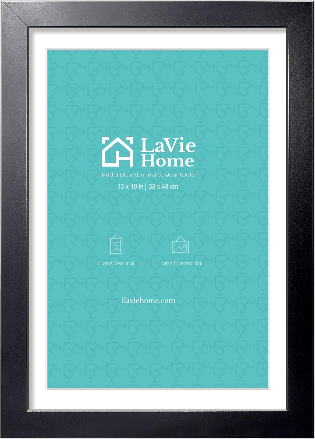 LaVie Home 13x19 Picture Frame Black Poster Frame, Display Pictures 11x17 with Mat or 13x19 Without Mat, Stable and Sturdy Frame and Polished Plexiglass, Horizontal and Vertical Format of The Walls 13x19 Black