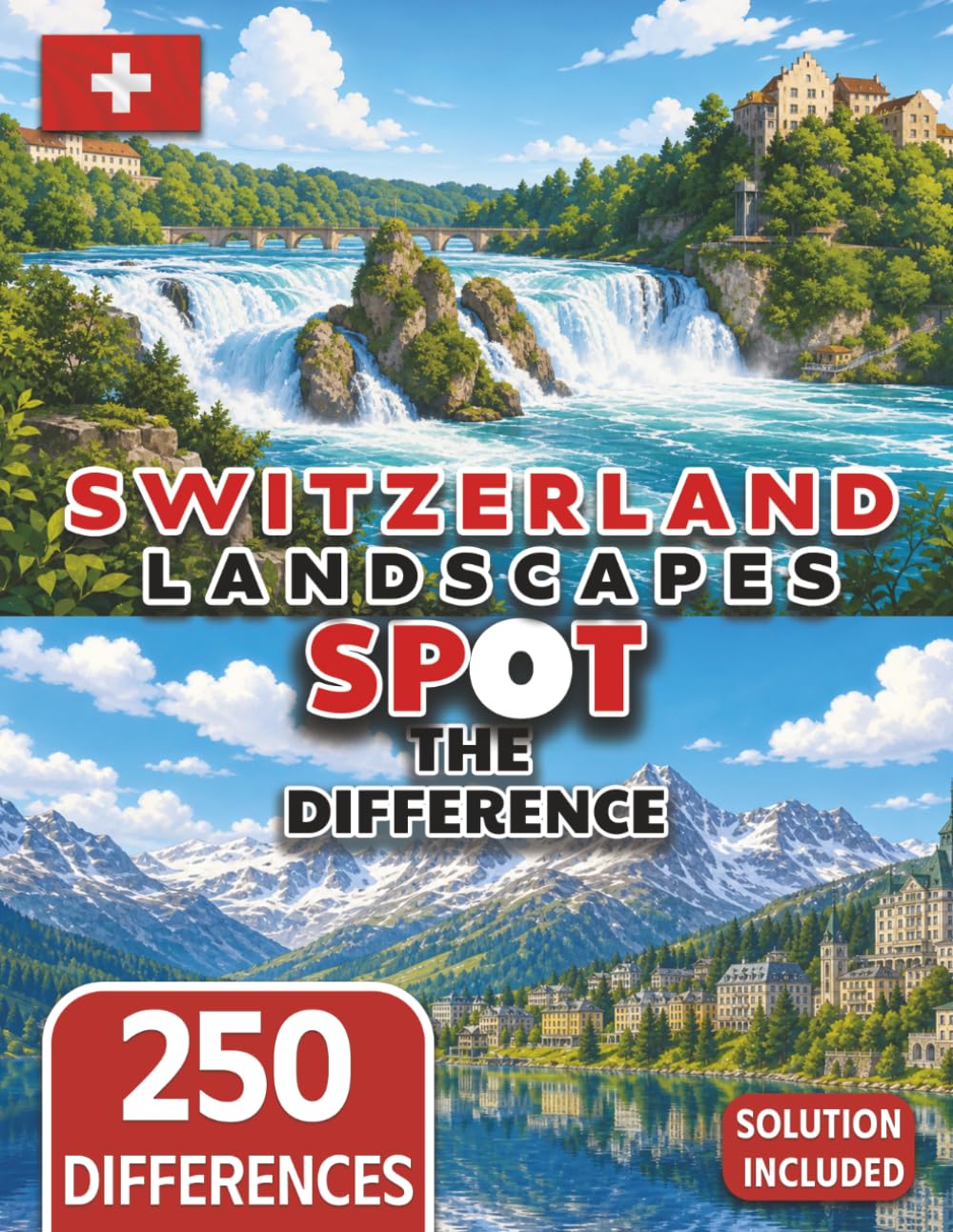 Spot the Difference for Seniors Colorful Switzerland Landscape Illustrations (Seniors Stay Sharp Series)