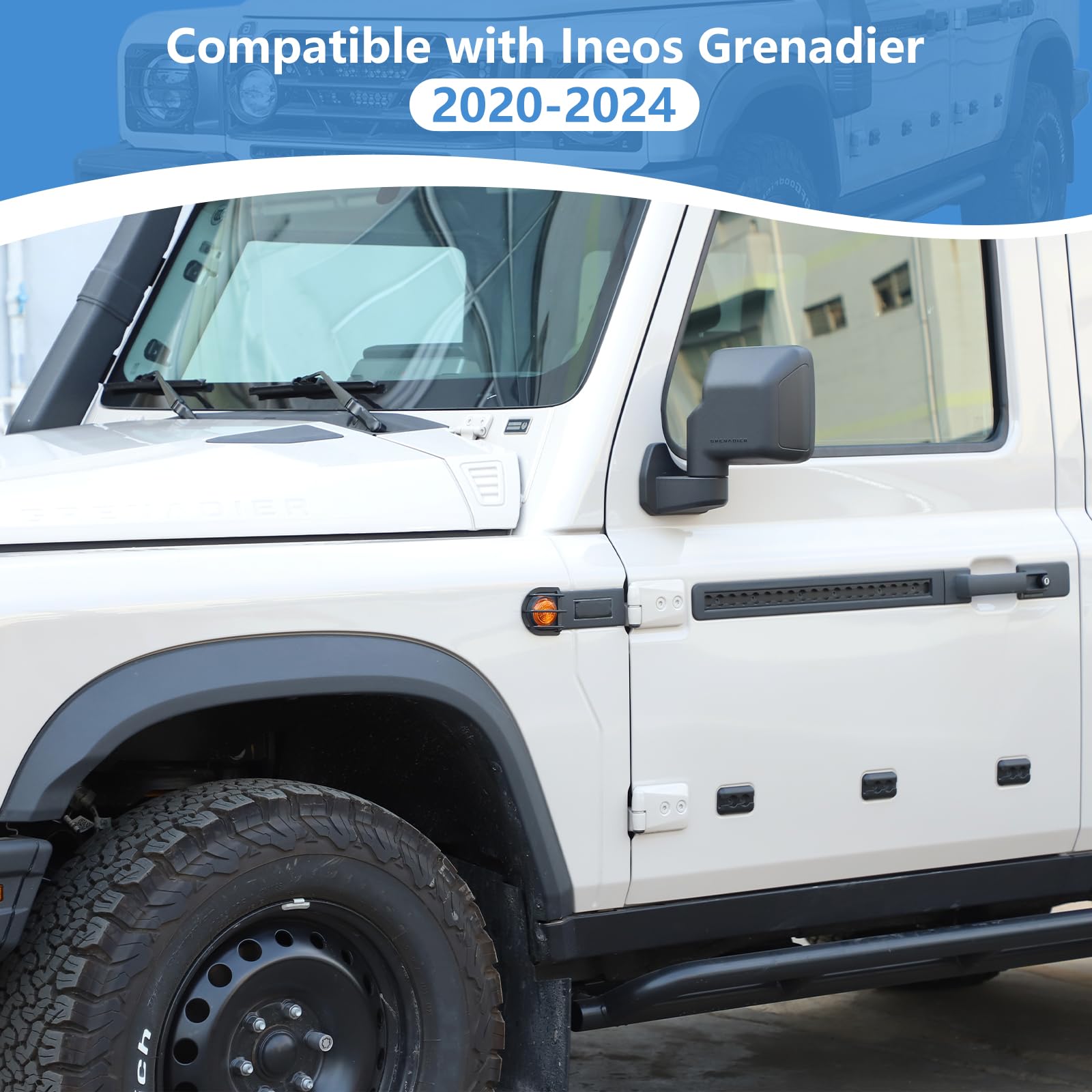 Copertura per parafango laterale per auto, in acciaio al carbonio, per indicatori di direzione, decorazione compatibile con Ineos Grenadier 2020-2024, accessori esterni