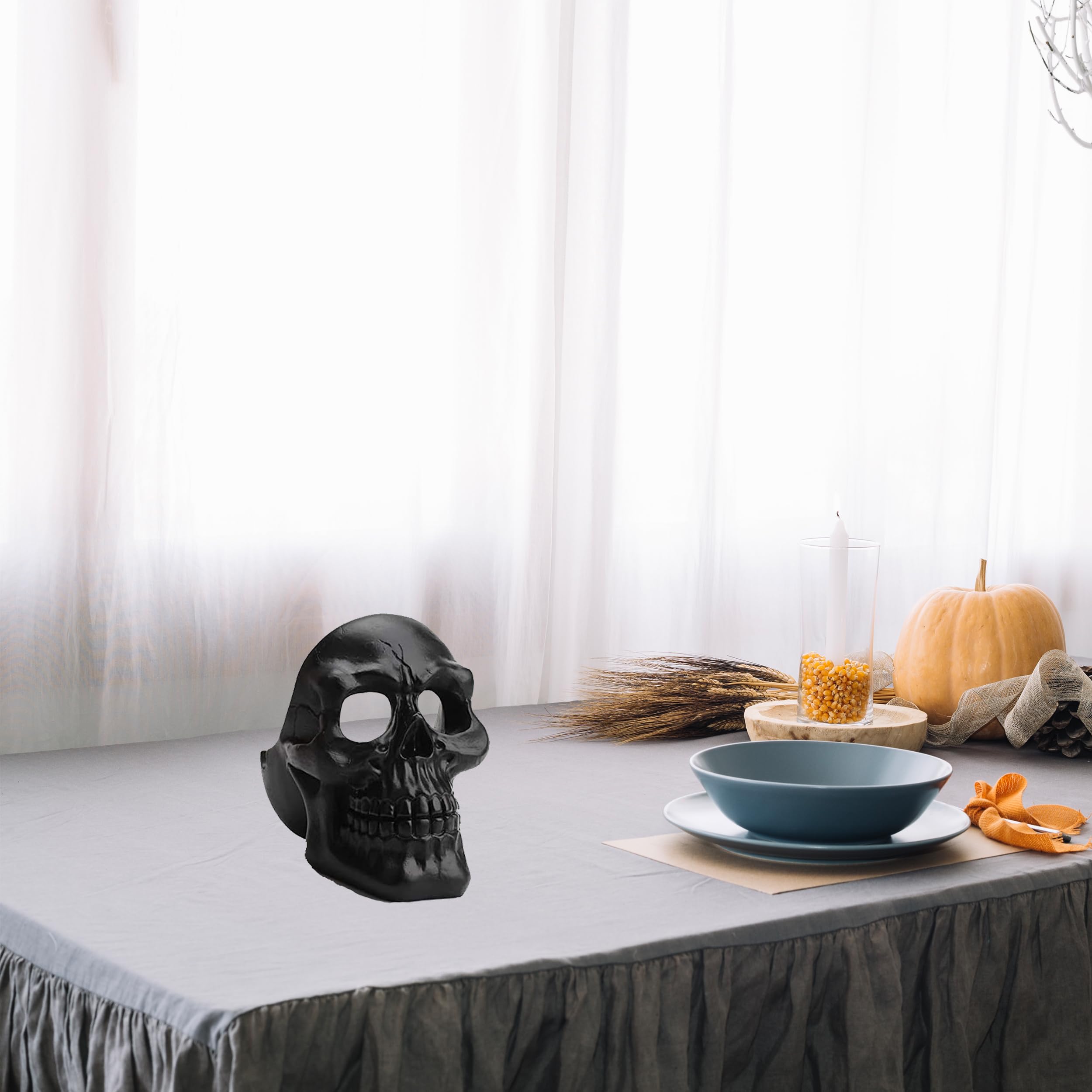 Dequera Resin Human Skull Ashtray Home Ornaments for Scary Halloween Decorations, Decorative Skulls, Skeletons Figurines for Bar Accessories, Smoking Room Decor for Smokers (Black) - Image 2 thumbnail