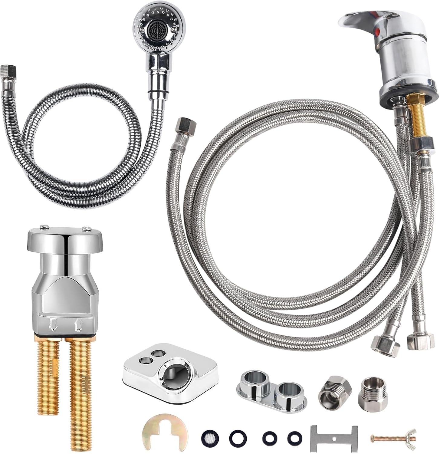 ZILAMPU Salon Shampoo Bowl Sink Faucet Vacuum Breaker Replacement Kit Hair Salon Waterproof Faucet with Shampoo Bowl Hose and Sprayer Replacement Parts for Shampoo Bed Basin for Backwash Barber Chair