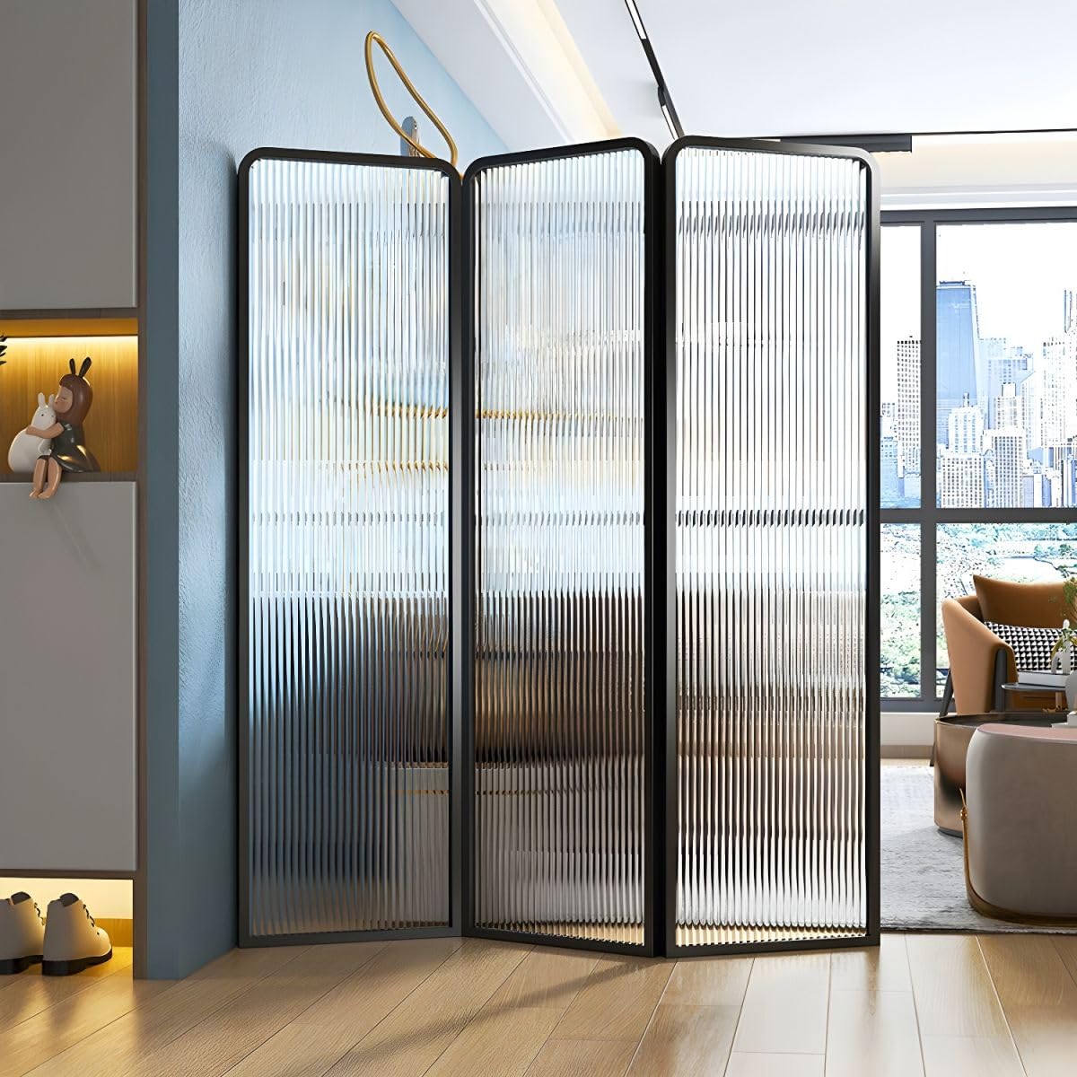 White Shelving Partition Floor-to-Ceiling Room Divider With Shelves ...