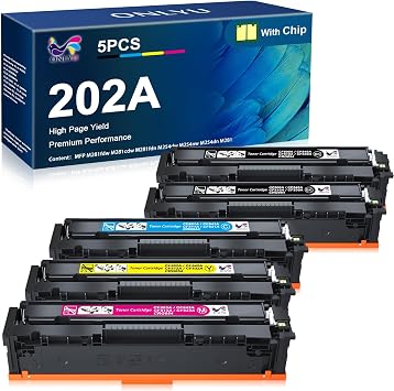 ONLYU Compatible Toner Cartridge Replacement for HP 202A CF500A 202X LaserJet Pro MFP M281fdw M281cdw M281fdn M254dw M254nw M254dn M281 Toner Printer 2 Black, 1 Cyan, 1 Yellow, 1 Magenta