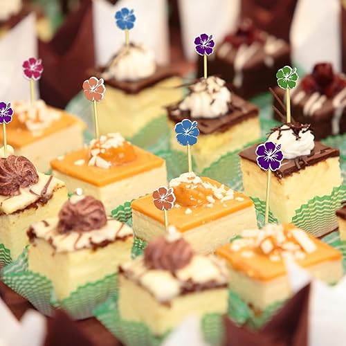 Miniatura 4 de 100 palillos de cóctel de flores, palillos de dientes para aperitivos, brochetas de bambú de 4.7 pulgadas de largo, palillos de cóctel hechos a mano