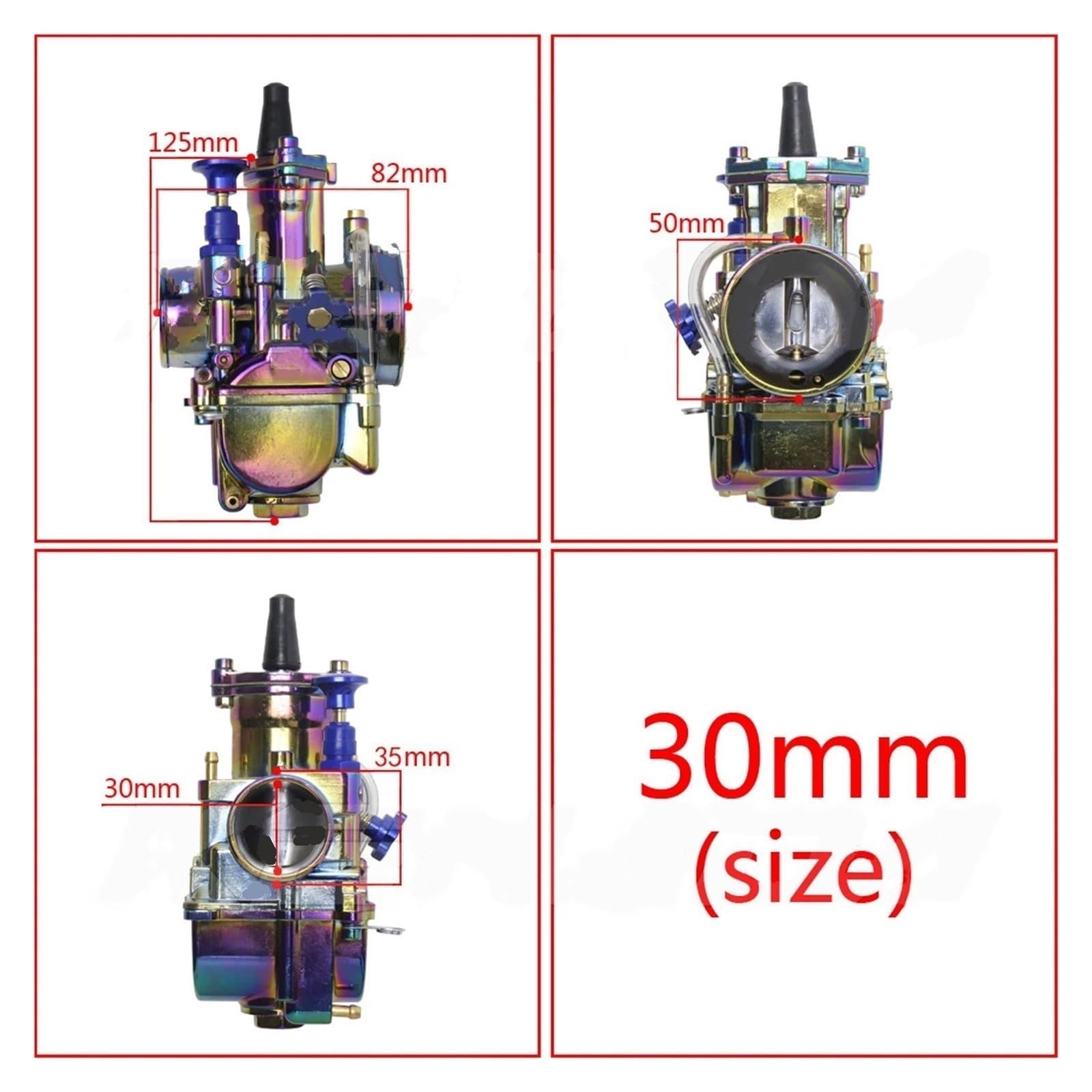 Gaźnik Gaźnik kurtynowy płaski pasujący do PWK 24 26 28 30 32 34 mm z dyszą Power Jet Racing Moto Motocross 2T 4T ATV ​​Dirt Bike(D-PWK-30mm)