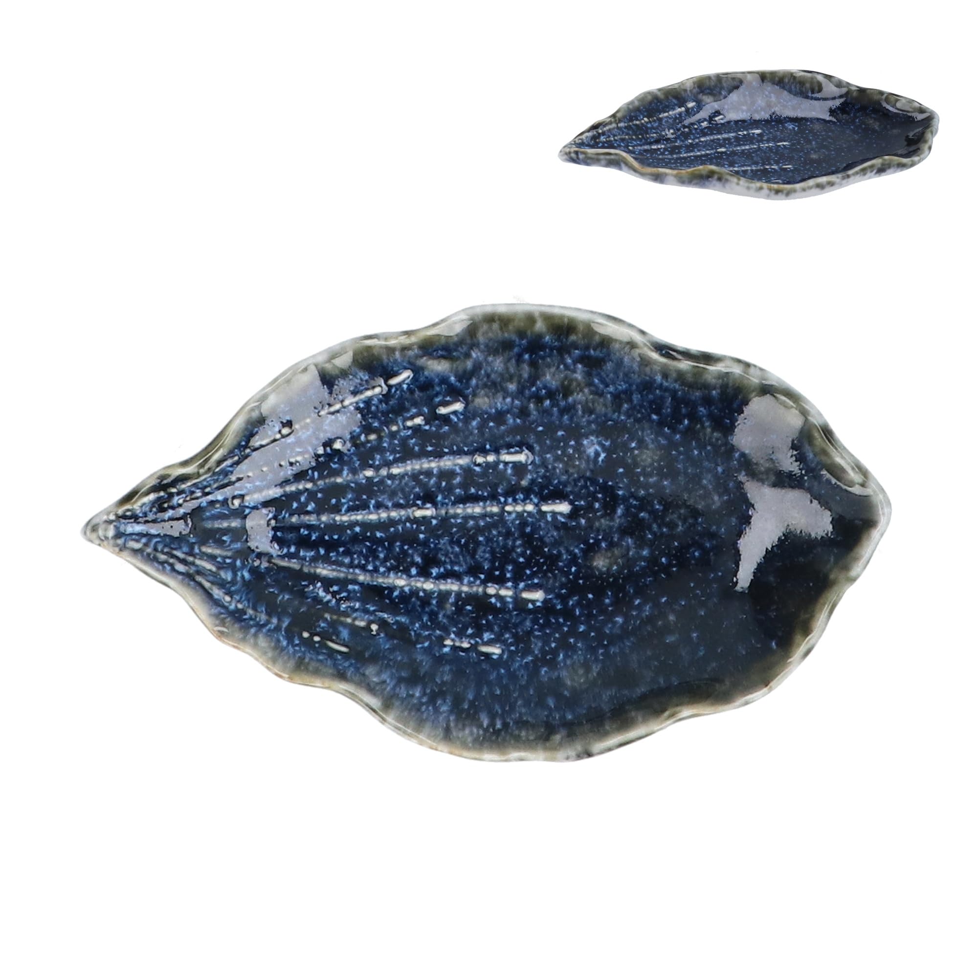 Gisela Graham Blue Shell Shaped Trinket Dish, 11Cm, Reactive Glaze