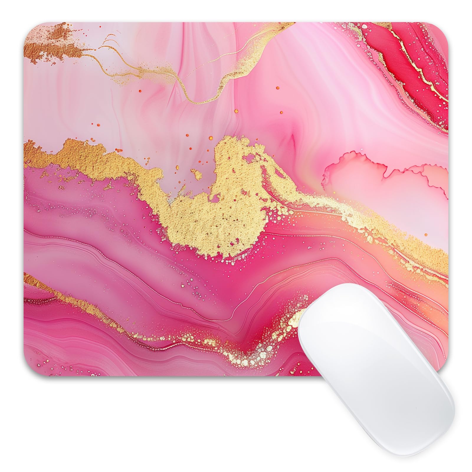 Stanoha Cute Mousepad Computer Pink Kawaii Mousepad Aesthetic Rose Gold Girly Marble Women Design Kids Girls Teen Pretty Modern Colorful Decorative